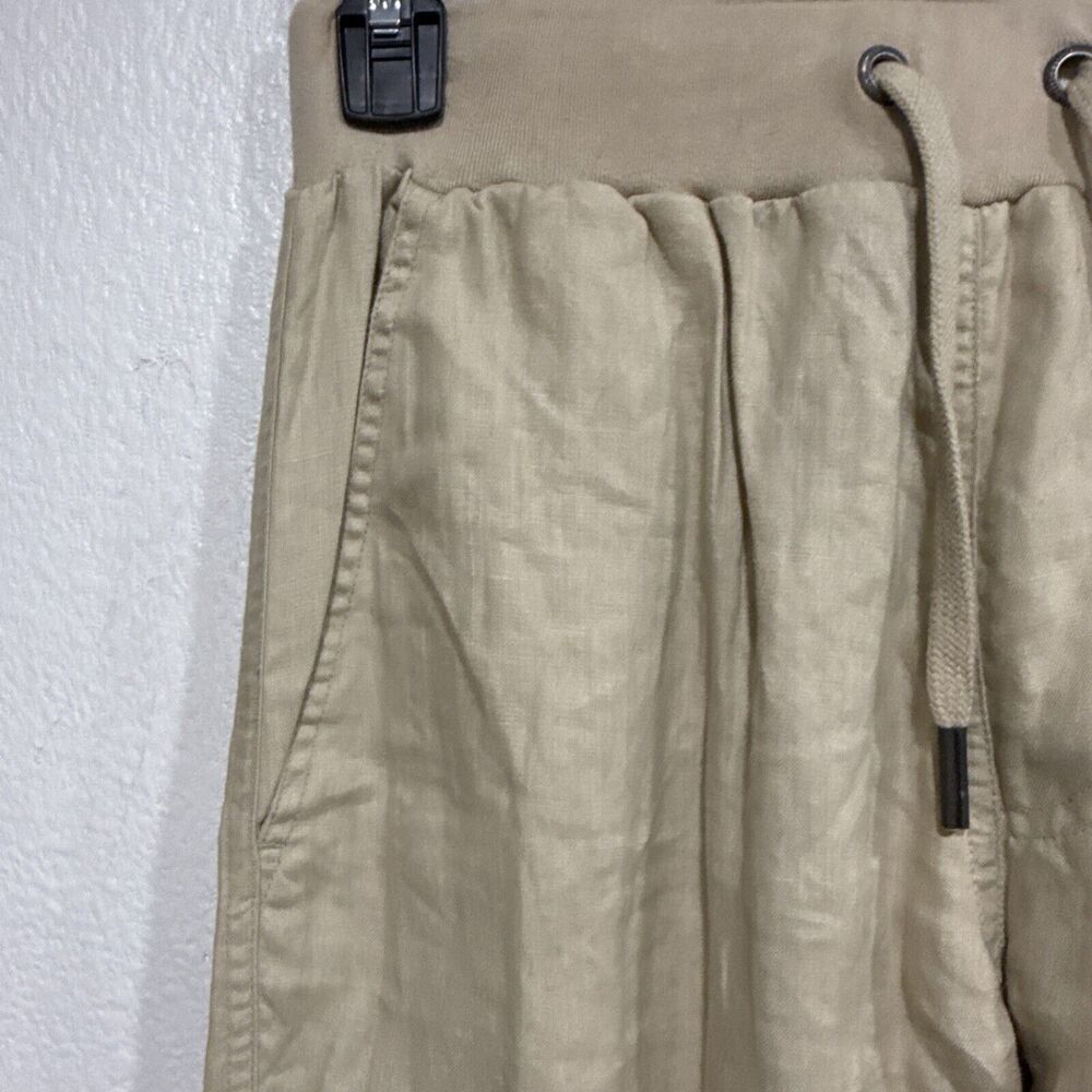 Women’s Vintage American Essentials Luxury Tan Drawstring Pull On Pants Sz Small - Picture 2 of 8